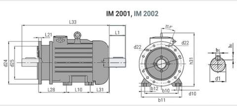 Взрывозащищенные электродвигатели - исполнение IM2001, IM 2002